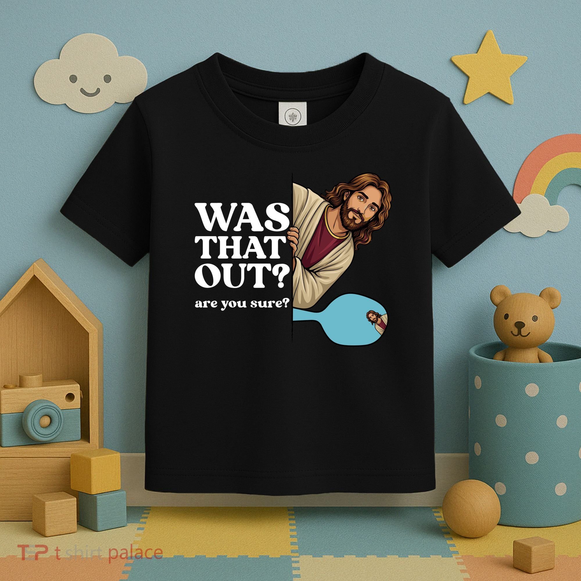 Funny Pickleball Gift Was That Out Jesus Toddler T-Shirt