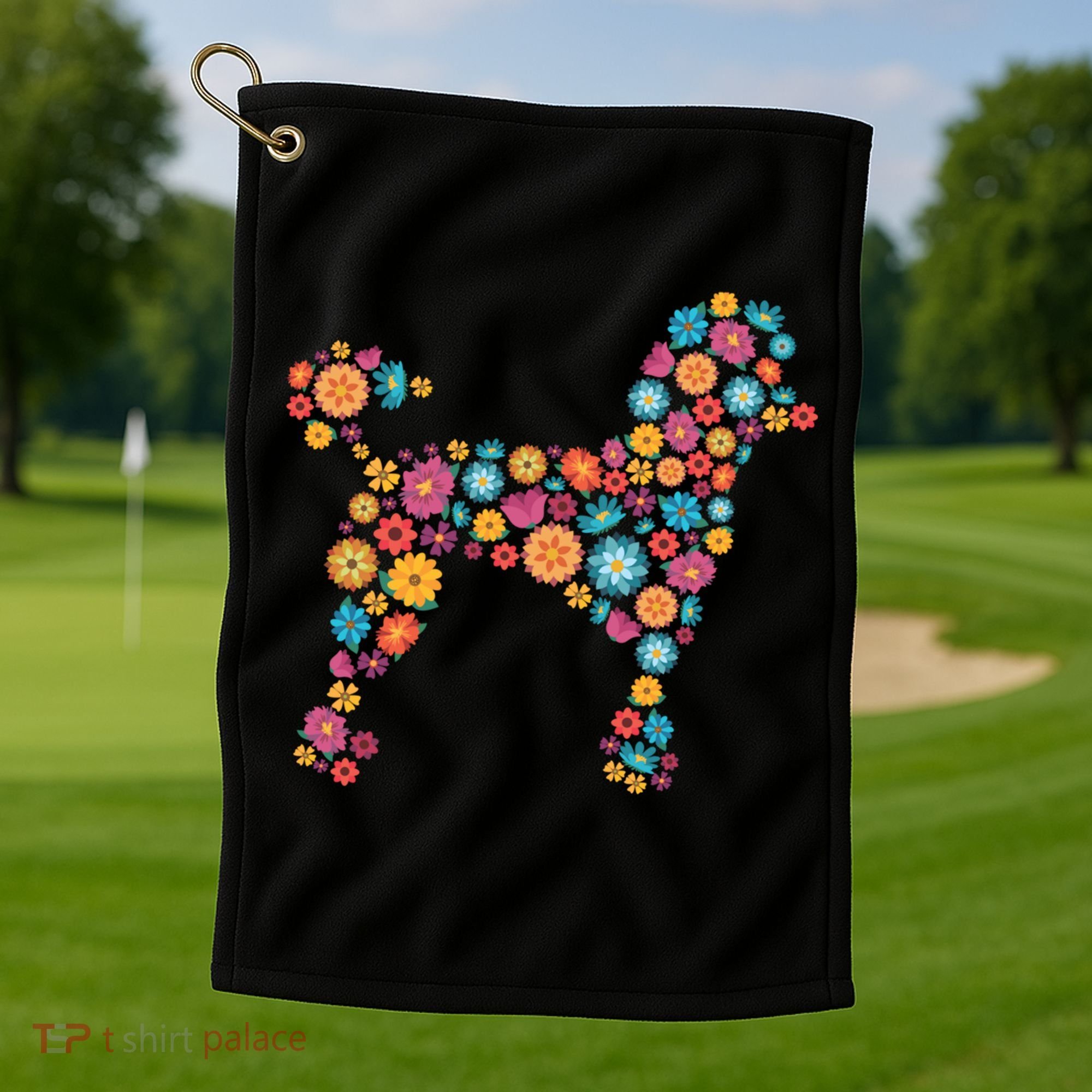 Flower Poodle Gift Golf Towel