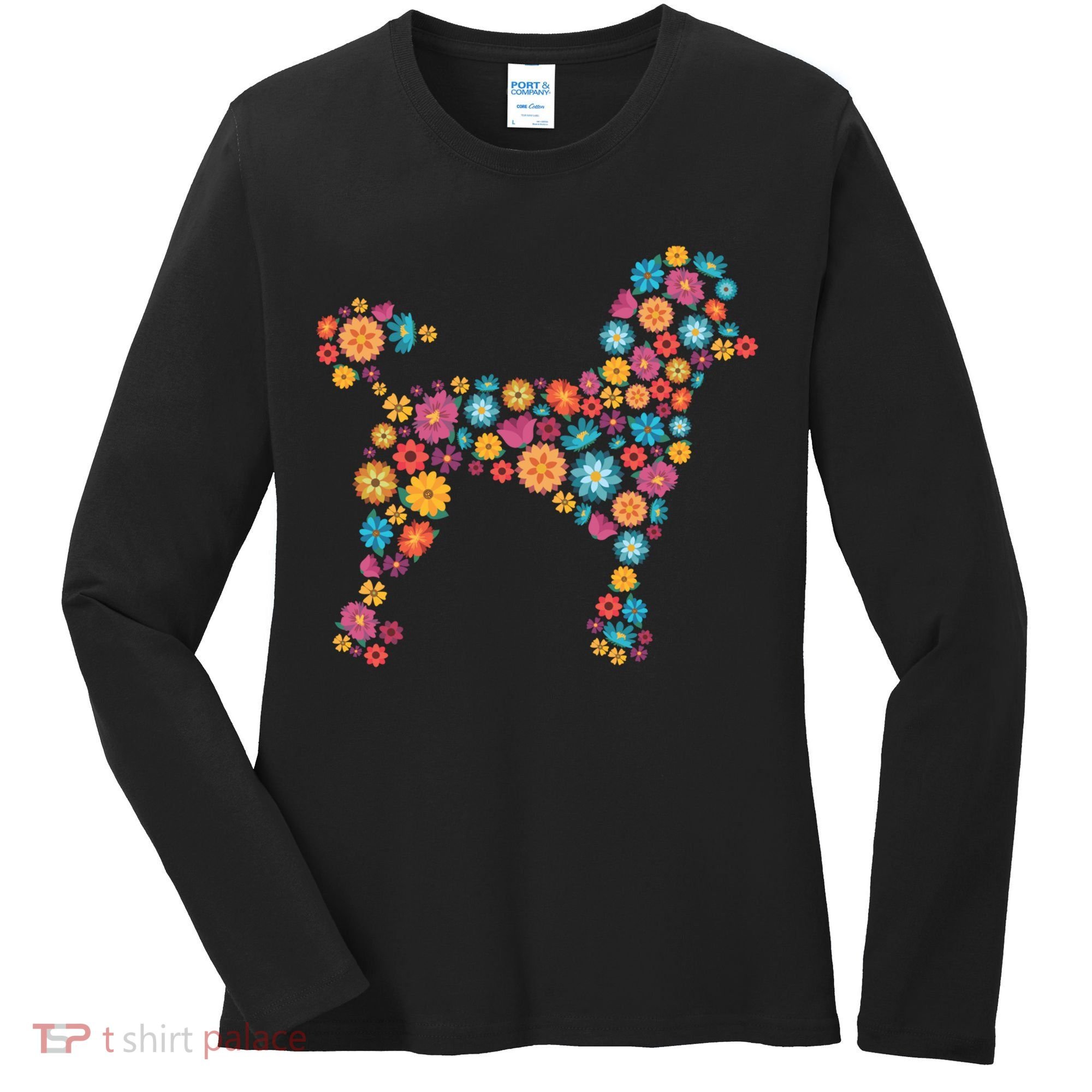 Flower Poodle Gift Women's Long Sleeve Shirt