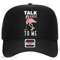 Flamingo Playing Golf Talk Birdie To Me Golfing Funny Golfer Hat thumb 0
