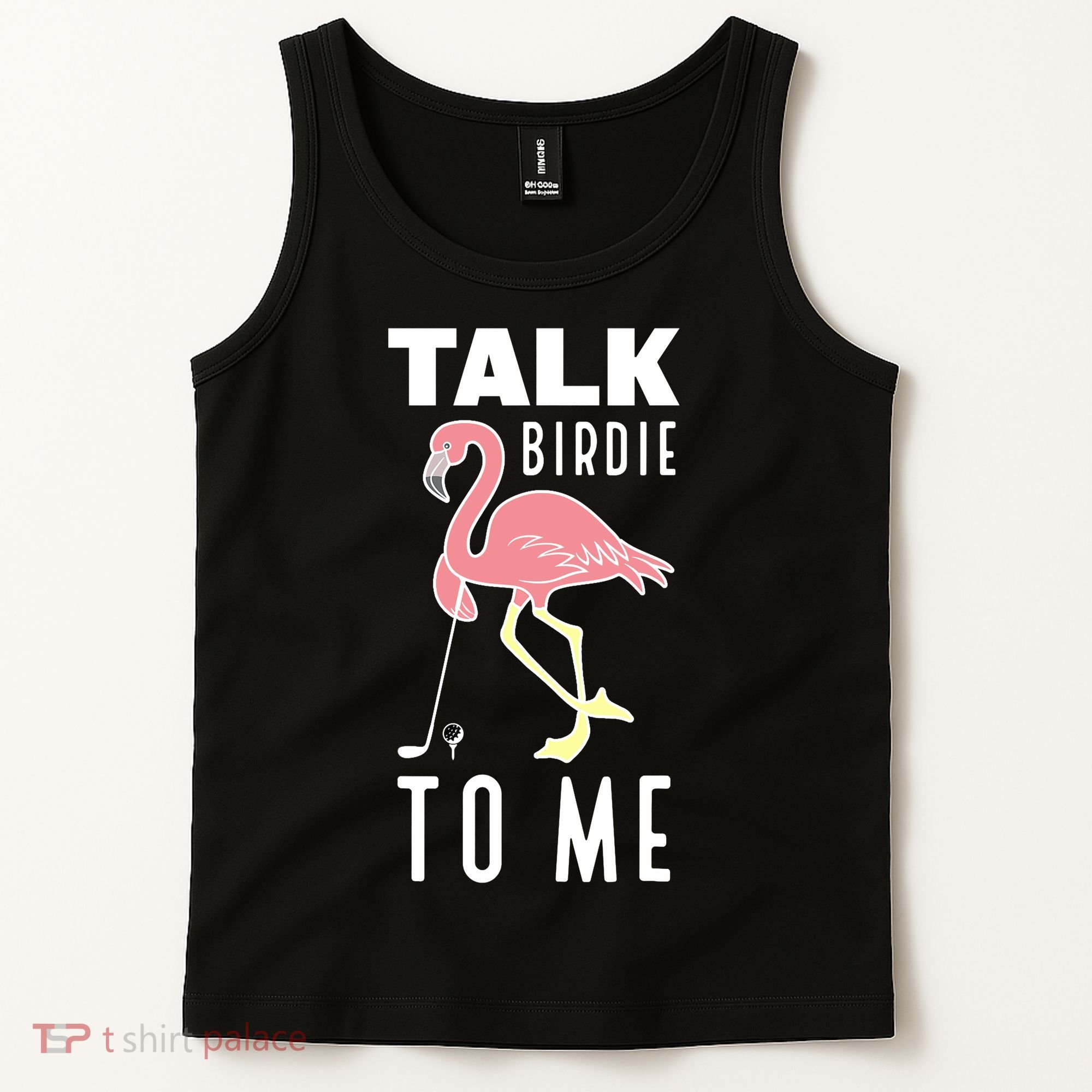 Flamingo Playing Golf Talk Birdie To Me Golfing Funny Golfer Tank Top