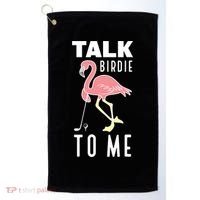 Flamingo Playing Golf Talk Birdie To Me Golfing Funny Golfer Golf Towel thumb 0