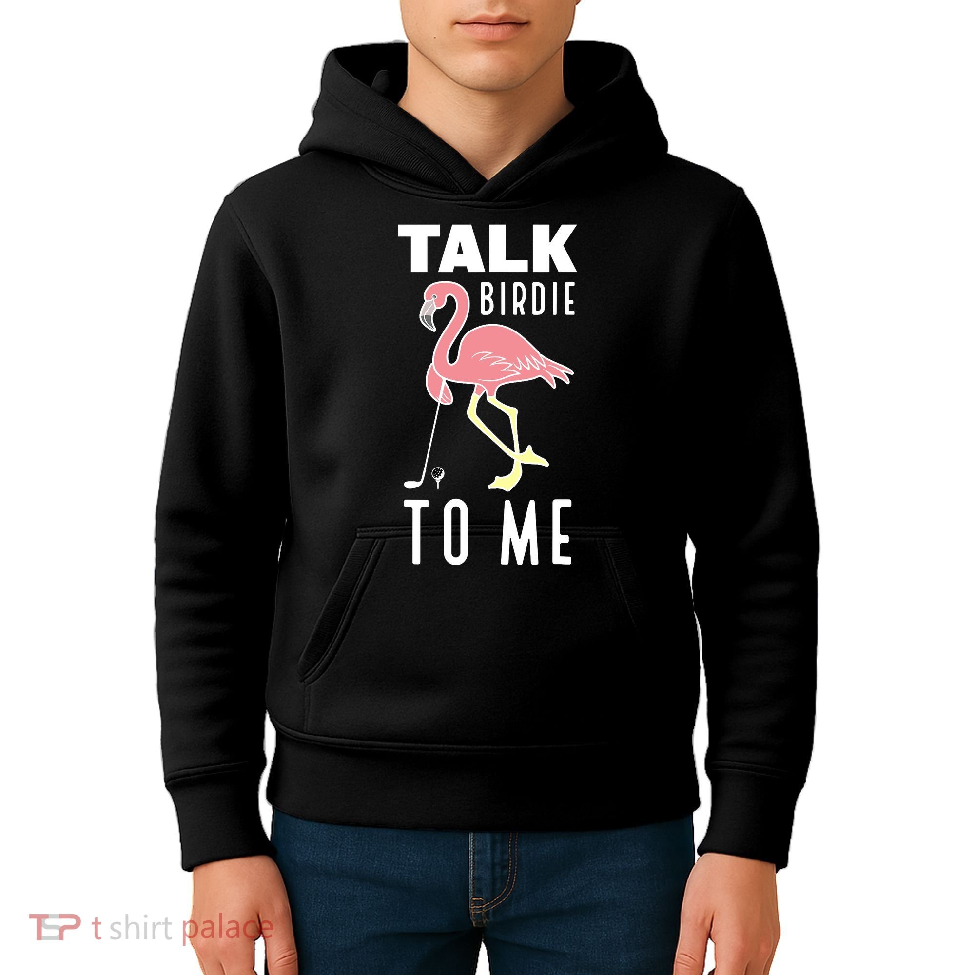 Flamingo Playing Golf Talk Birdie To Me Golfing Funny Golfer Kids Hoodie
