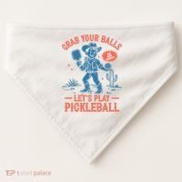 Funny Pickleball Grab Your Balls USA-Made Doggie Bandana thumb 0