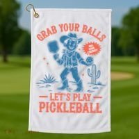 Funny Pickleball Grab Your Balls Golf Towel thumb 1