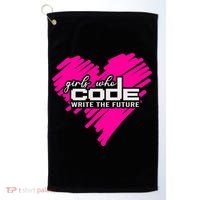 Funny Programmer Girl Coder Girls Who Code Write The Future Gift Golf Towel thumb 0