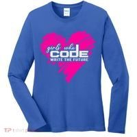 Funny Programmer Girl Coder Girls Who Code Write The Future Gift Women's Long Sleeve Shirt thumb 0