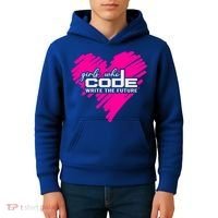 Funny Programmer Girl Coder Girls Who Code Write The Future Gift Kids Hoodie thumb 4