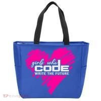 Funny Programmer Girl Coder Girls Who Code Write The Future Gift Tote Bag thumb 0