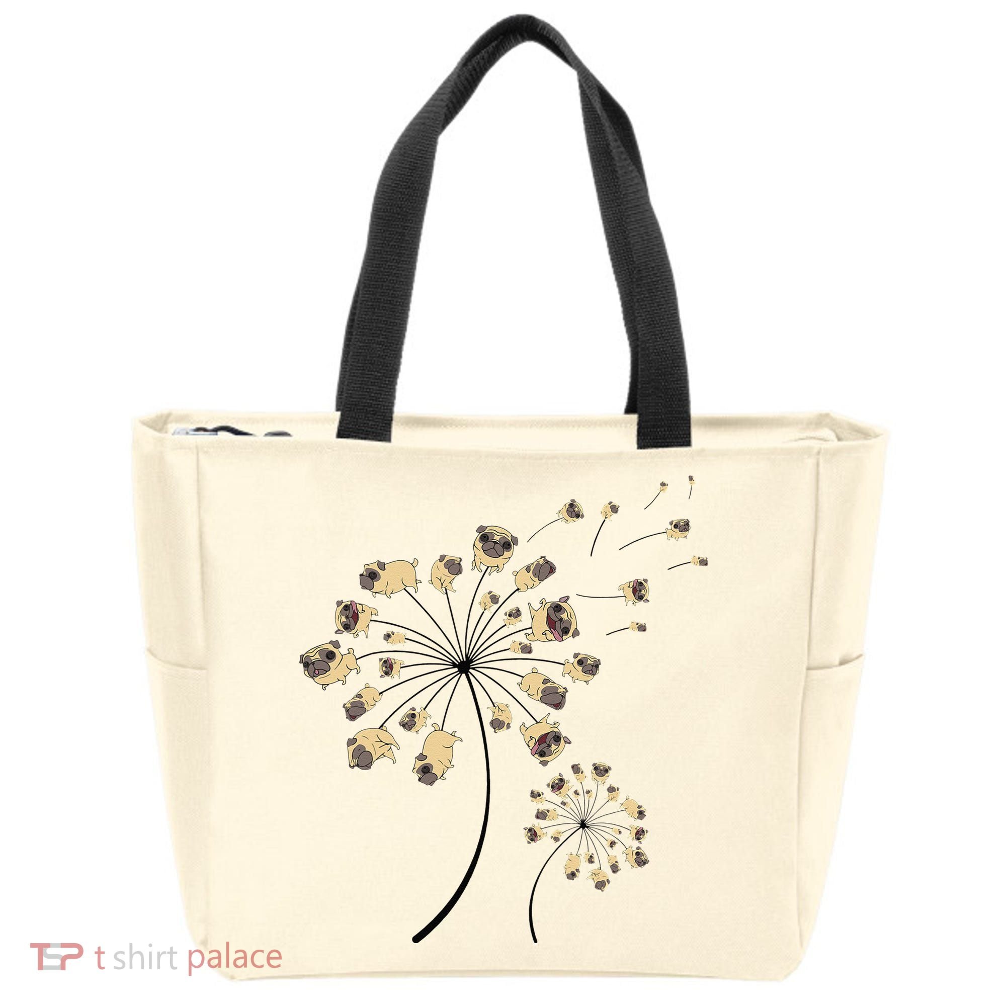 Funny Pug Gift For  Cool Flower Dog Dandelion Lover Tote Bag