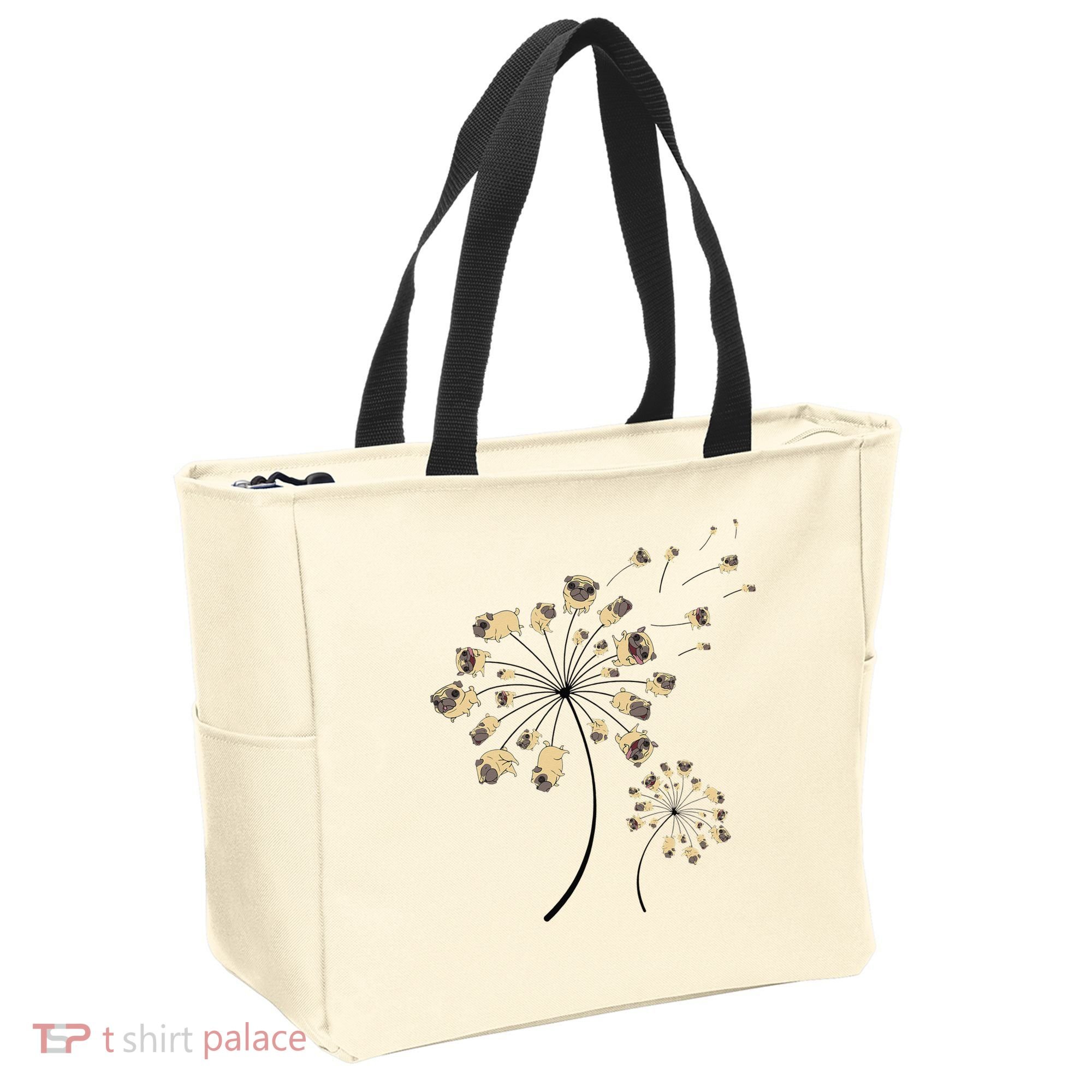 Funny Pug Gift For  Cool Flower Dog Dandelion Lover Tote Bag