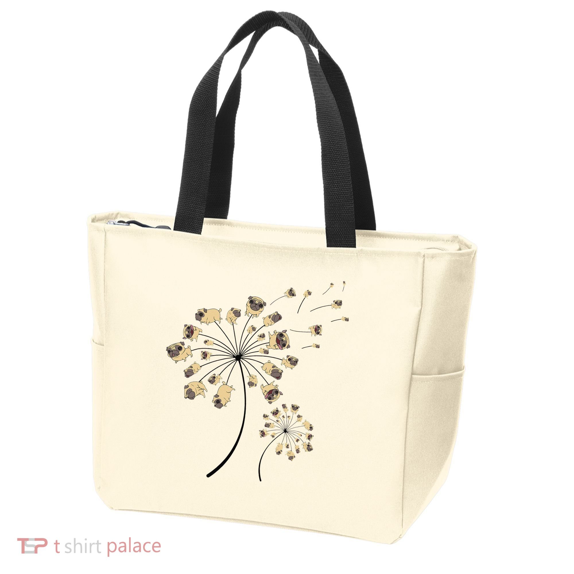 Funny Pug Gift For  Cool Flower Dog Dandelion Lover Tote Bag