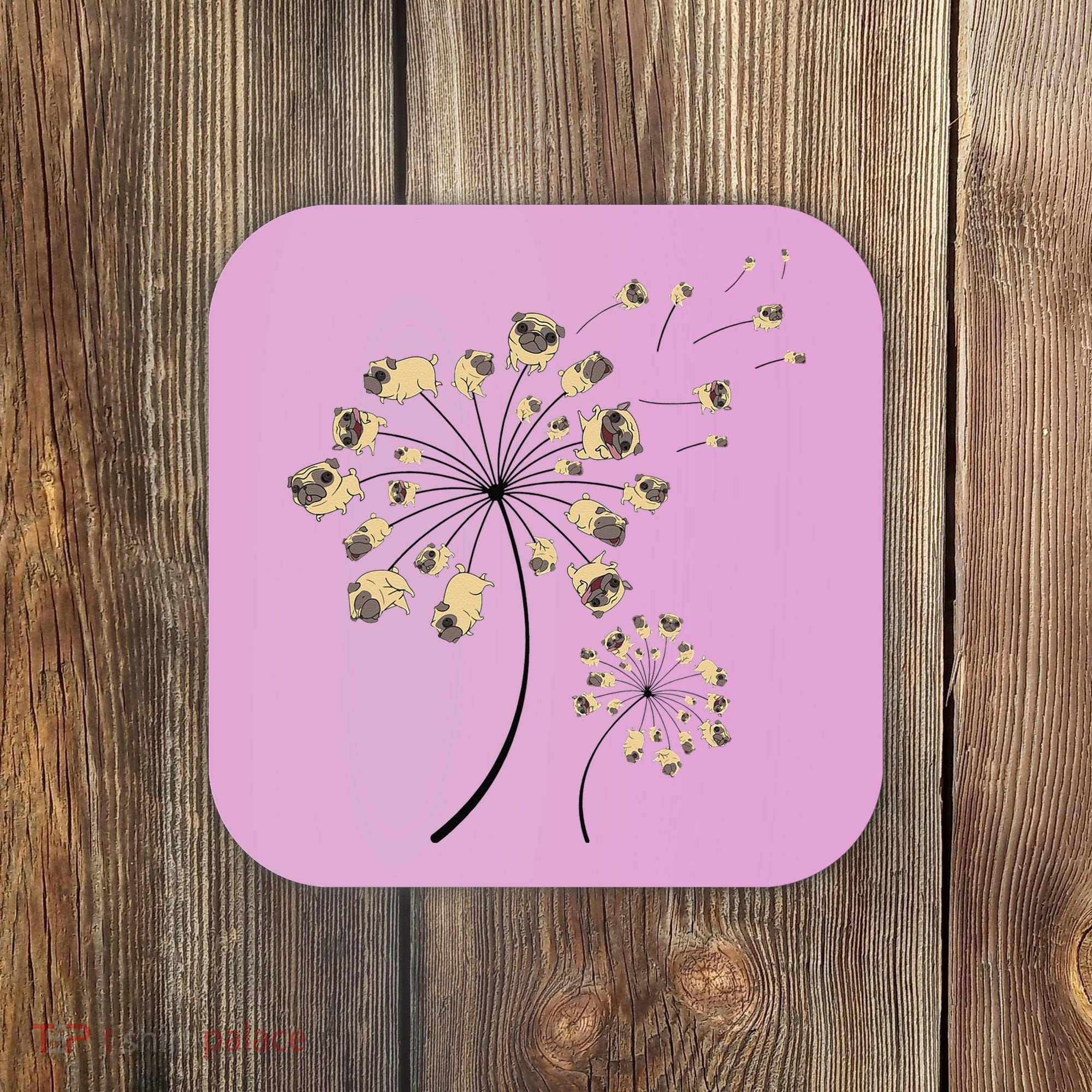 Funny Pug Gift For  Cool Flower Dog Dandelion Lover Coaster