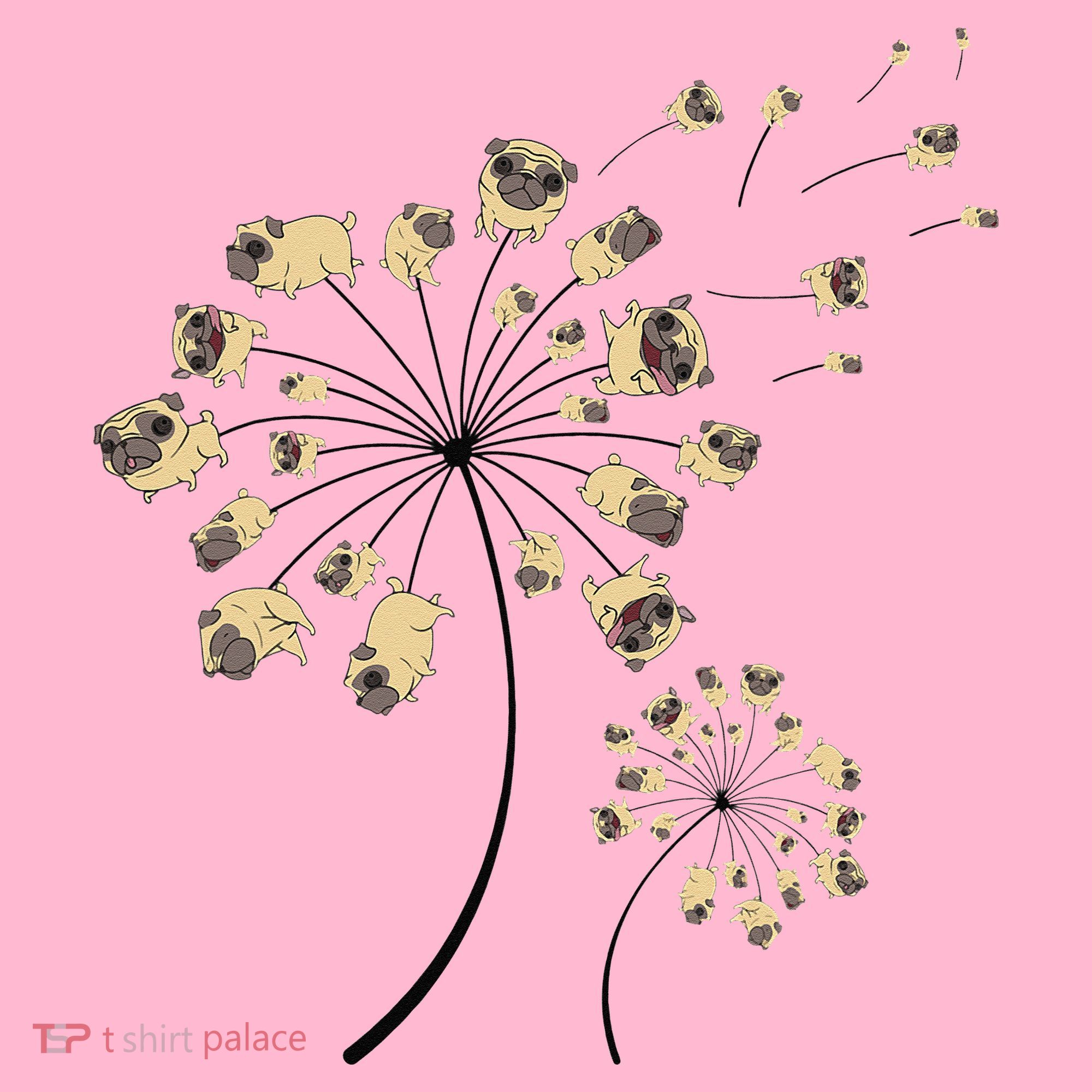 Funny Pug Gift For  Cool Flower Dog Dandelion Lover Coaster