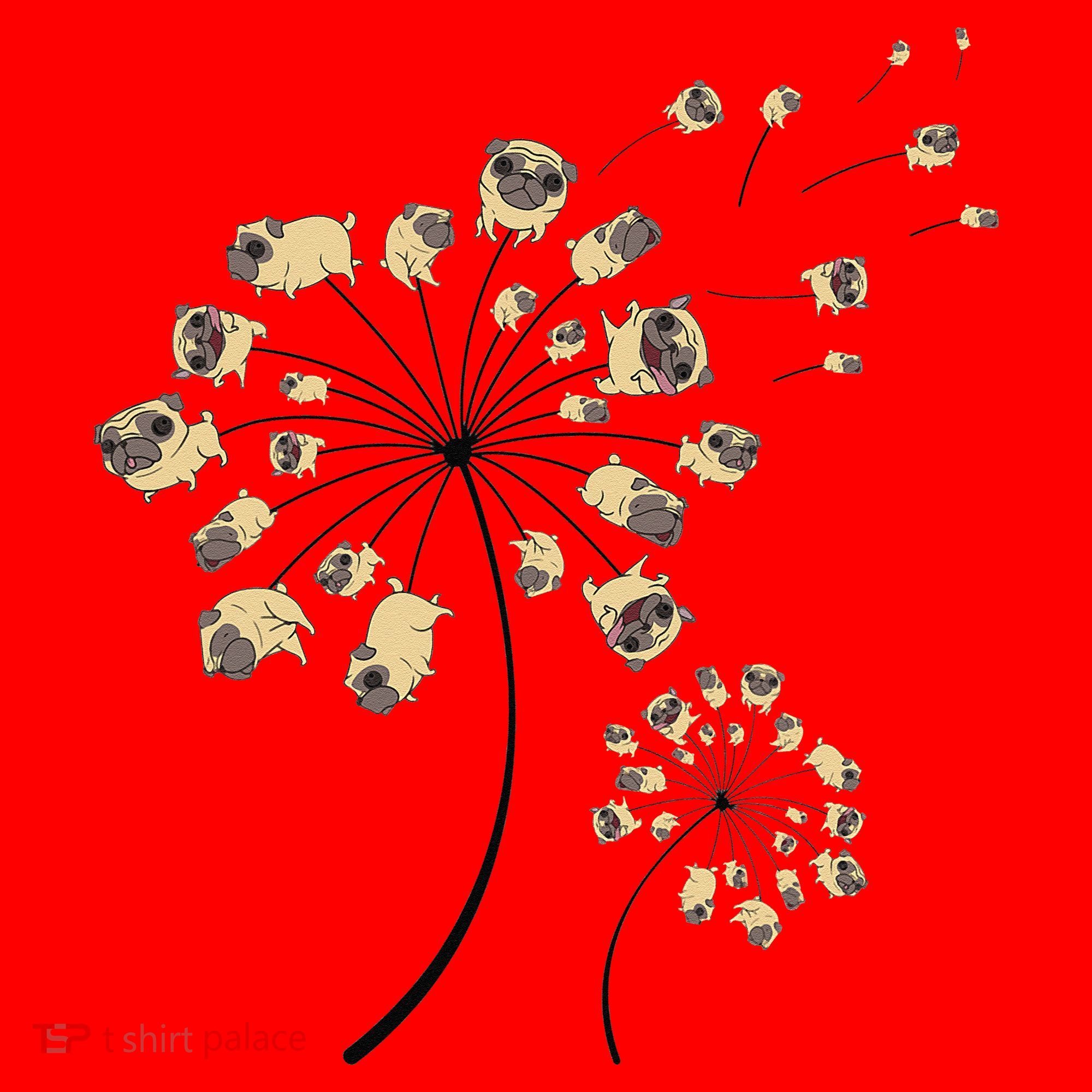Funny Pug Gift For  Cool Flower Dog Dandelion Lover Santa Hat
