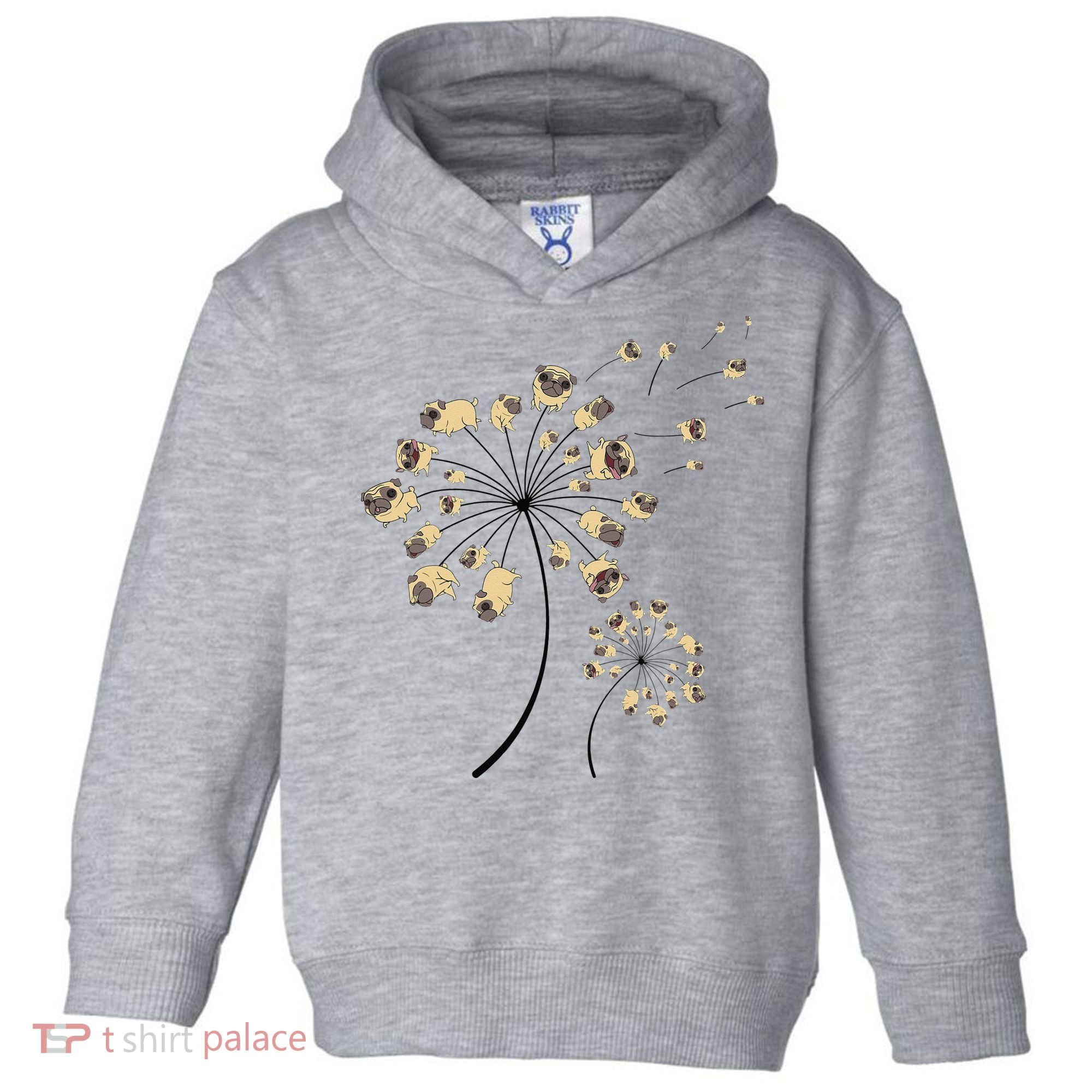 Funny Pug Gift For  Cool Flower Dog Dandelion Lover Toddler Hoodie