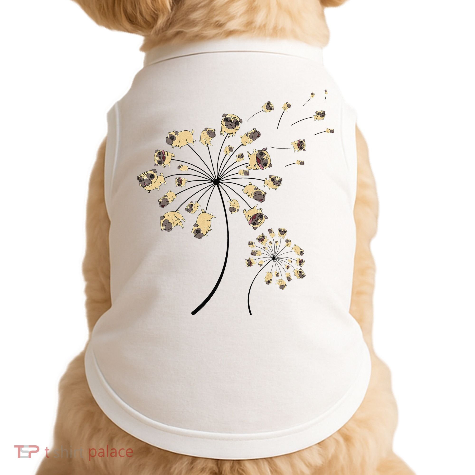 Funny Pug Gift For  Cool Flower Dog Dandelion Lover Doggie Tank