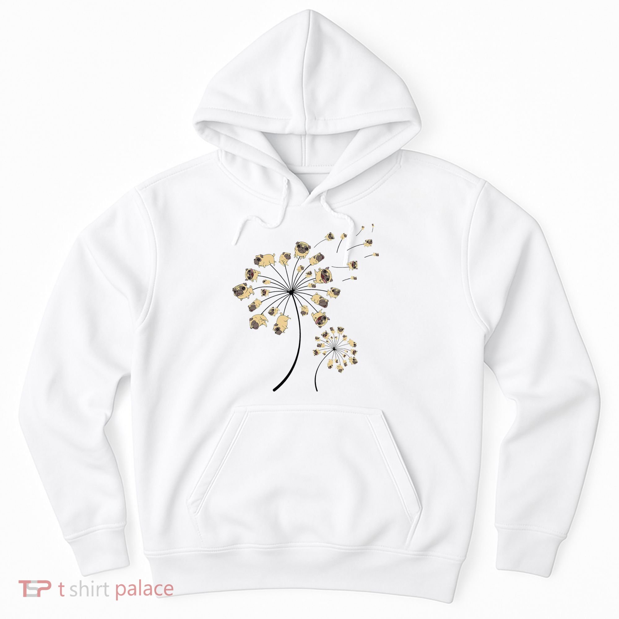 Funny Pug Gift For  Cool Flower Dog Dandelion Lover Hoodie