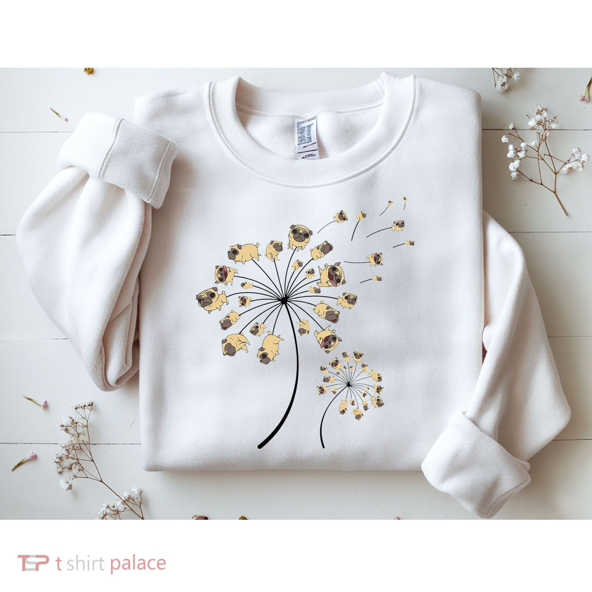 Funny Pug Gift For  Cool Flower Dog Dandelion Lover Sweatshirt