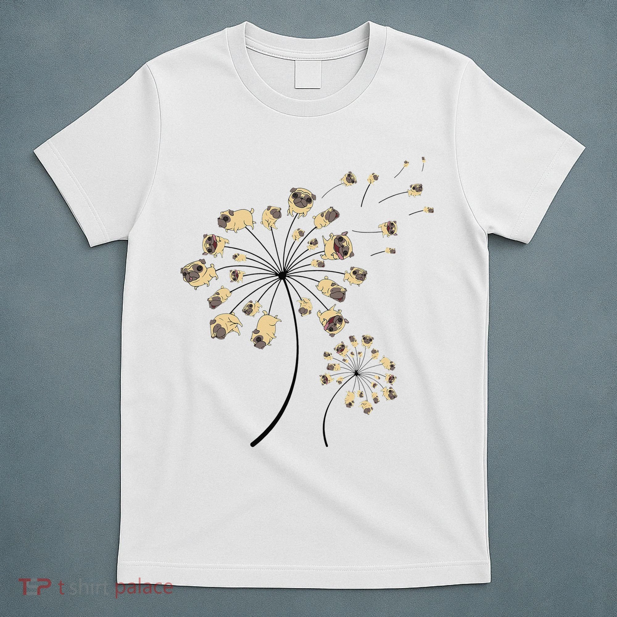 Funny Pug Gift For  Cool Flower Dog Dandelion Lover T-Shirt