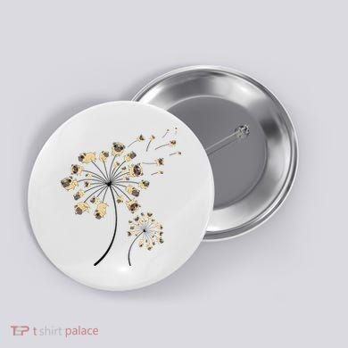 Funny Pug Gift For  Cool Flower Dog Dandelion Lover Button