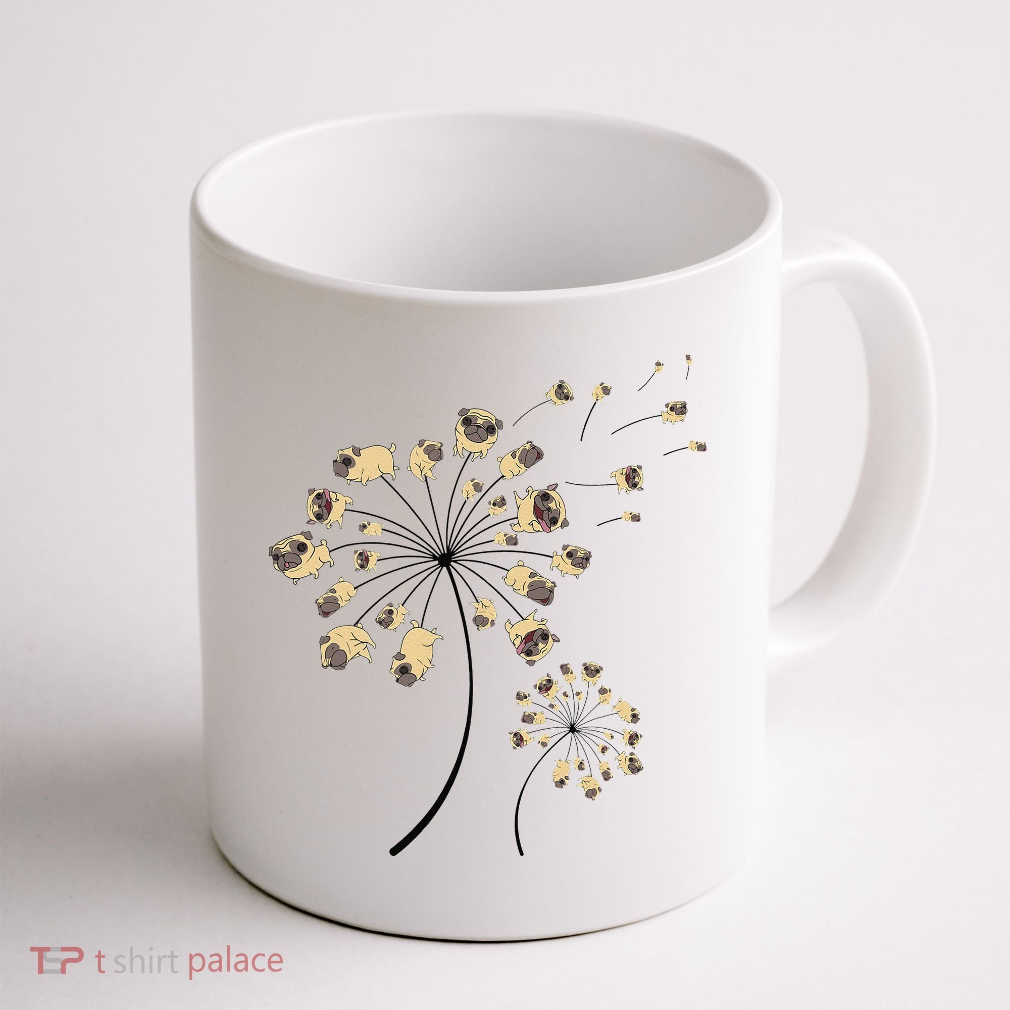 Funny Pug Gift For  Cool Flower Dog Dandelion Lover Coffee Mug