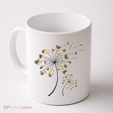 Funny Pug Gift For  Cool Flower Dog Dandelion Lover Coffee Mug