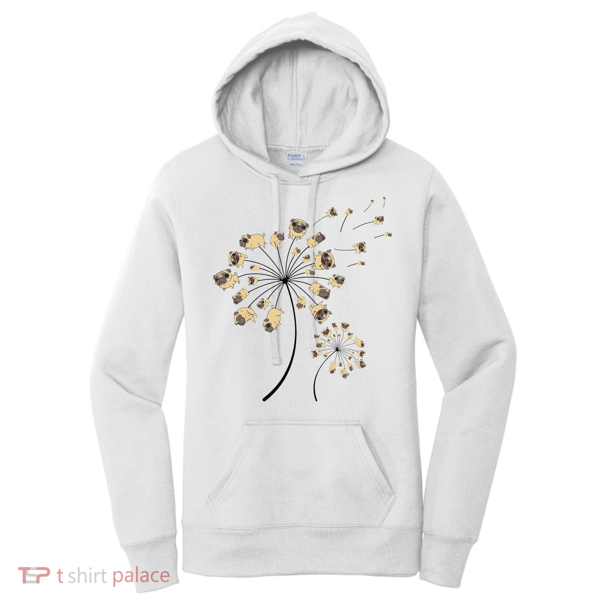 Funny Pug Gift For  Cool Flower Dog Dandelion Lover Women's Hoodie