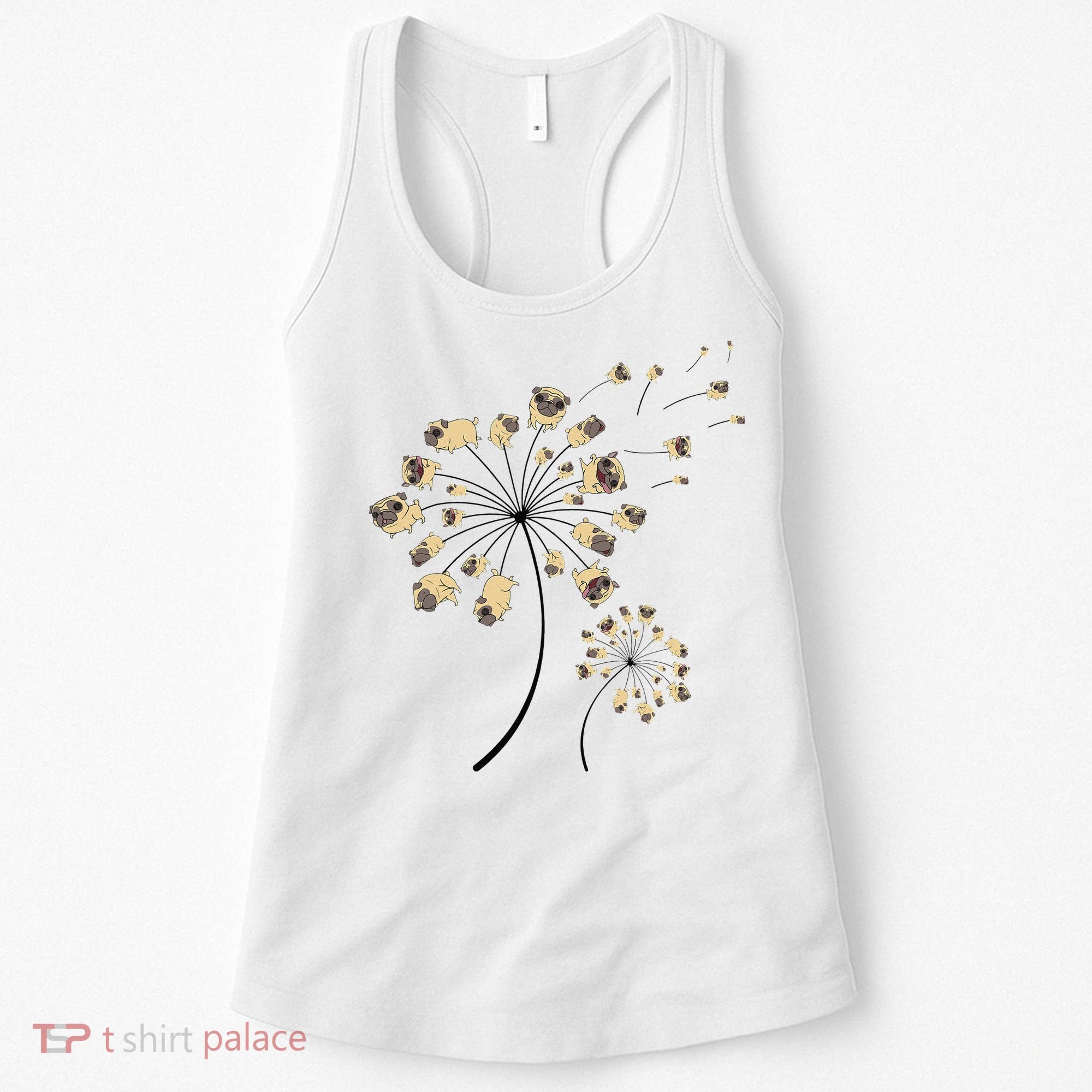 Funny Pug Gift For  Cool Flower Dog Dandelion Lover Women's Tank Top