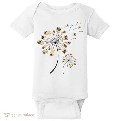 Funny Pug Gift For  Cool Flower Dog Dandelion Lover Baby Bodysuit