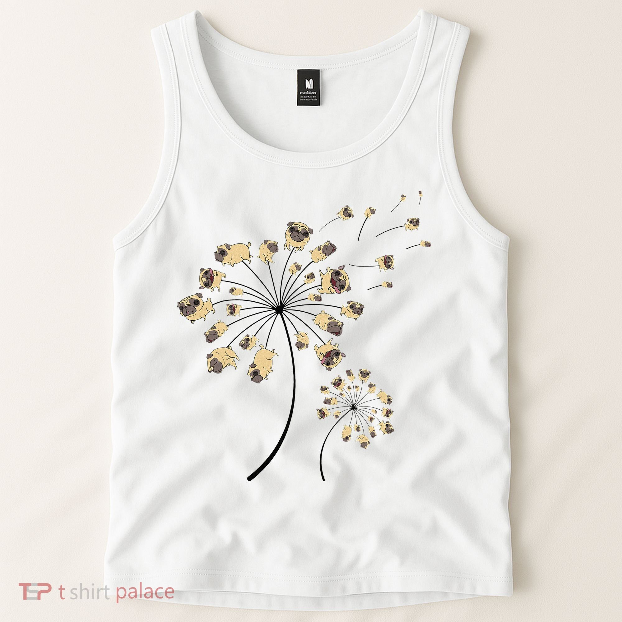 Funny Pug Gift For  Cool Flower Dog Dandelion Lover Tank Top