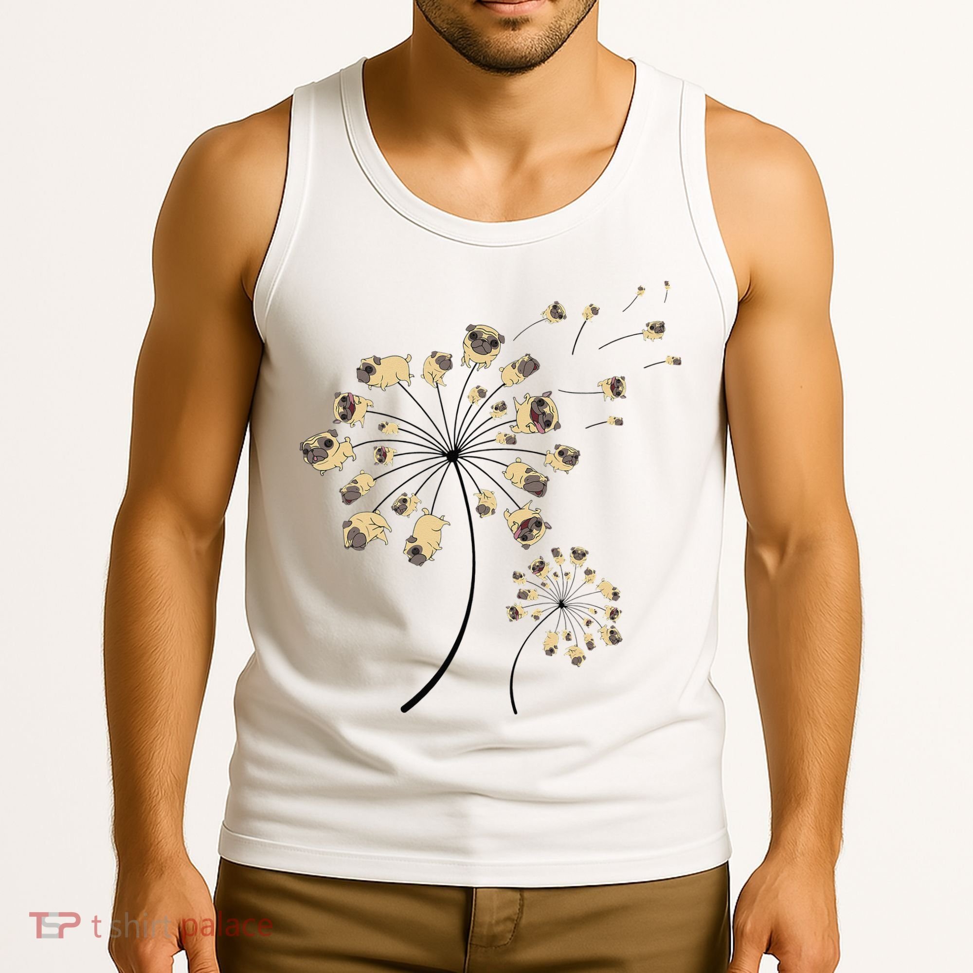 Funny Pug Gift For  Cool Flower Dog Dandelion Lover Tank Top
