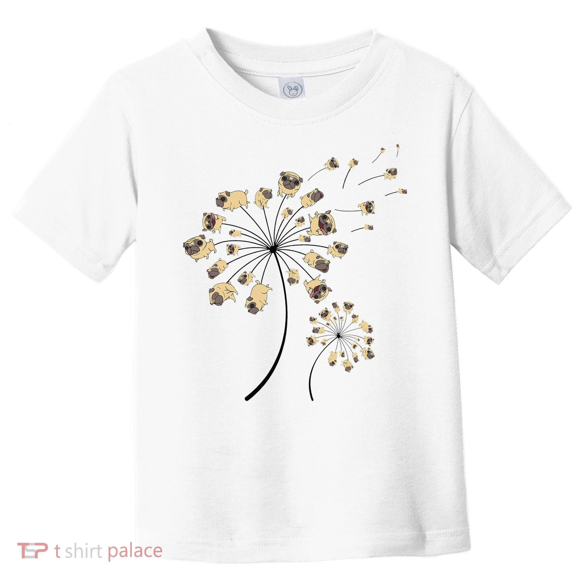 Funny Pug Gift For  Cool Flower Dog Dandelion Lover Toddler T-Shirt