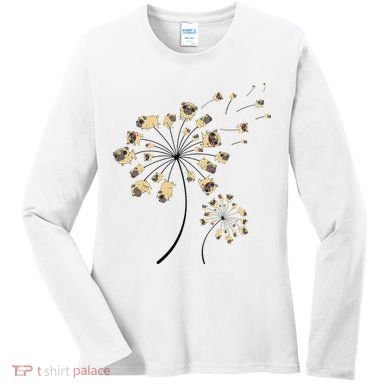 Funny Pug Gift For  Cool Flower Dog Dandelion Lover Women's Long Sleeve Shirt