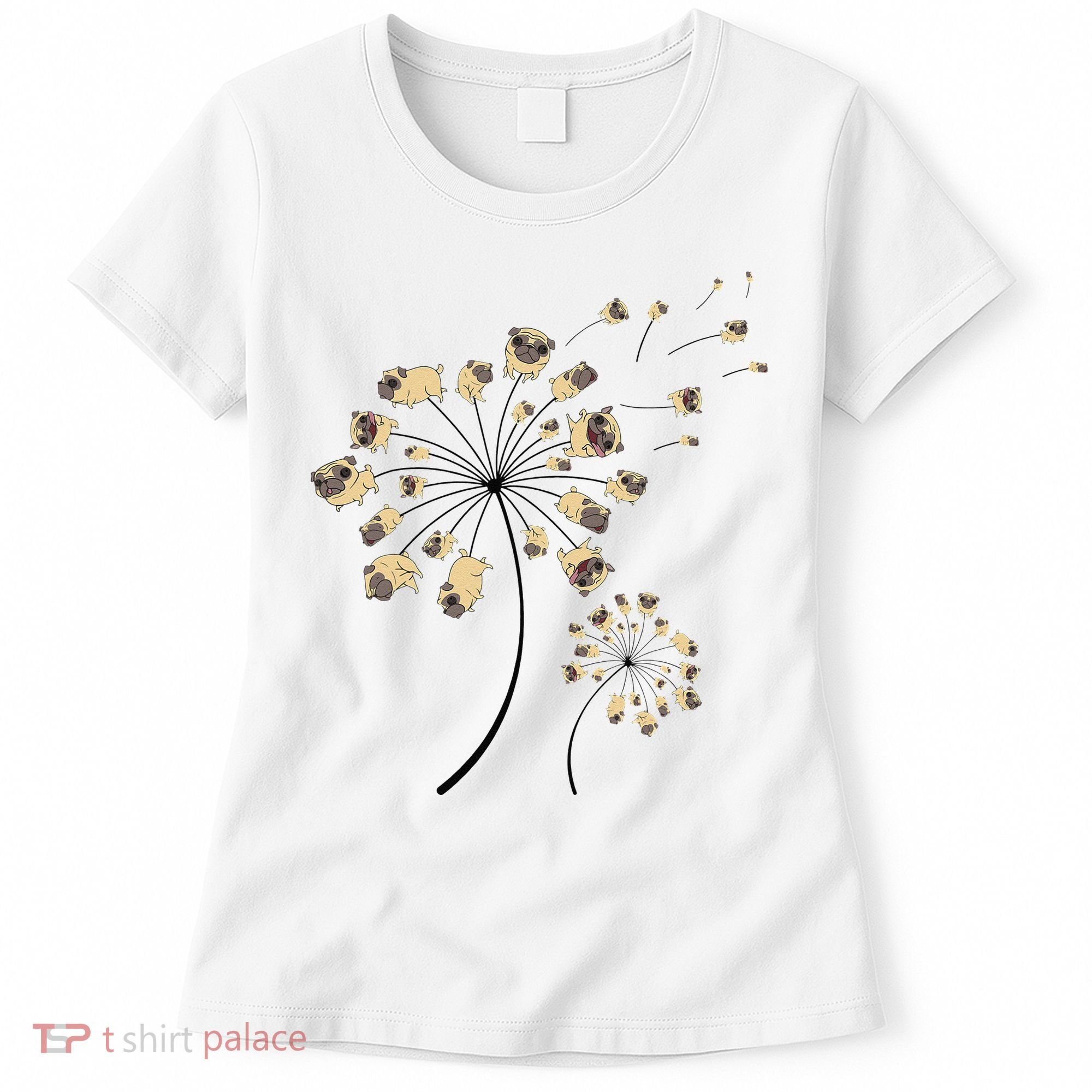 Funny Pug Gift For  Cool Flower Dog Dandelion Lover Women's T-Shirt