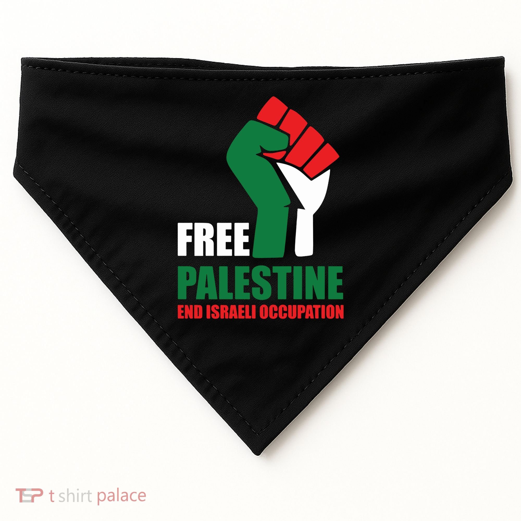 Free Palestine Gaza Freedom End Israeli Occupation USA-Made Doggie Bandana