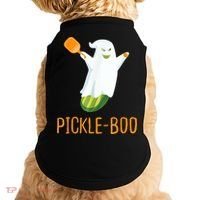 Funny Pickle Ghost Loves To Play Pickleball At Halloween Doggie Tank thumb 0
