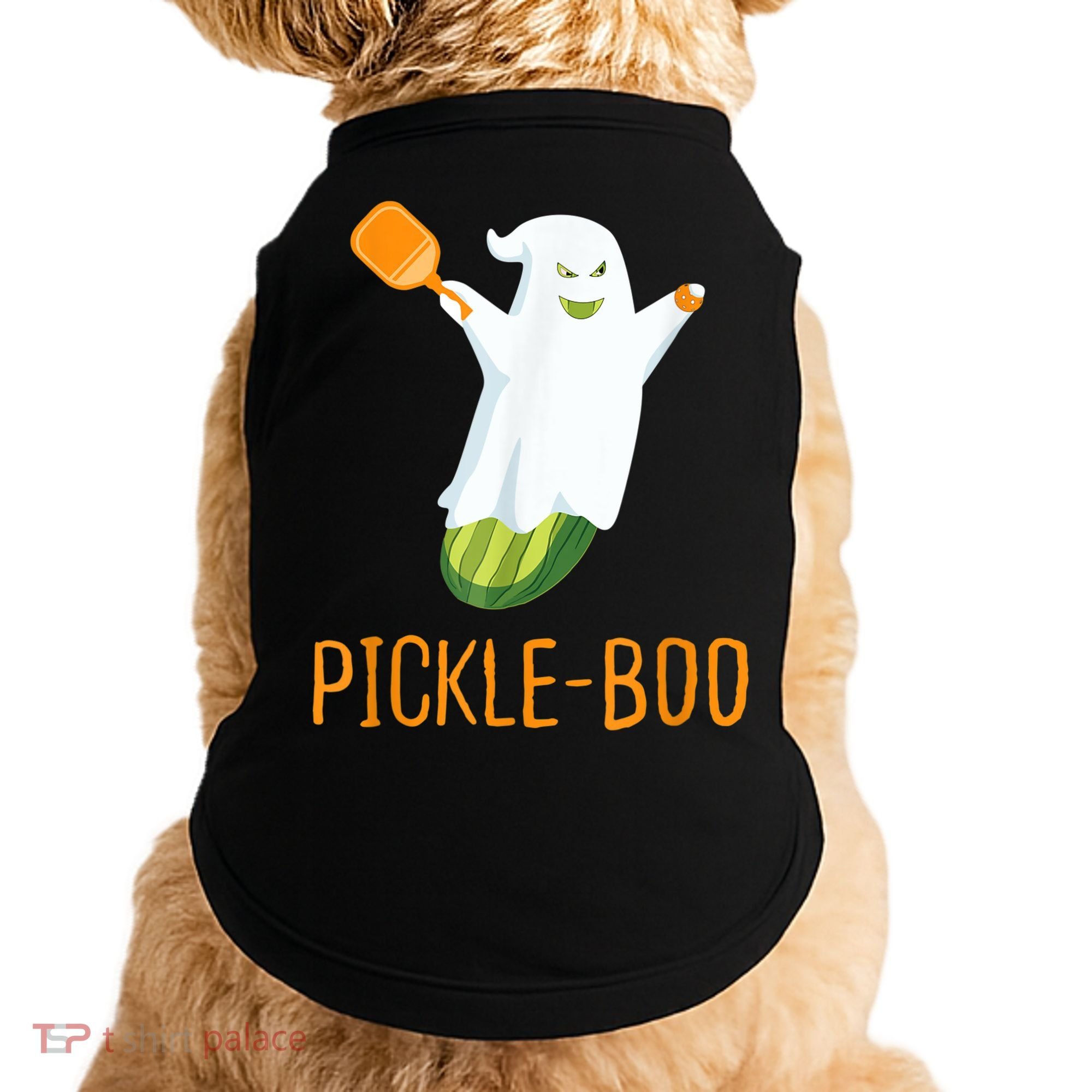 Funny Pickle Ghost Loves To Play Pickleball At Halloween Doggie Tank