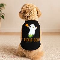 Funny Pickle Ghost Loves To Play Pickleball At Halloween Doggie Tank thumb 2