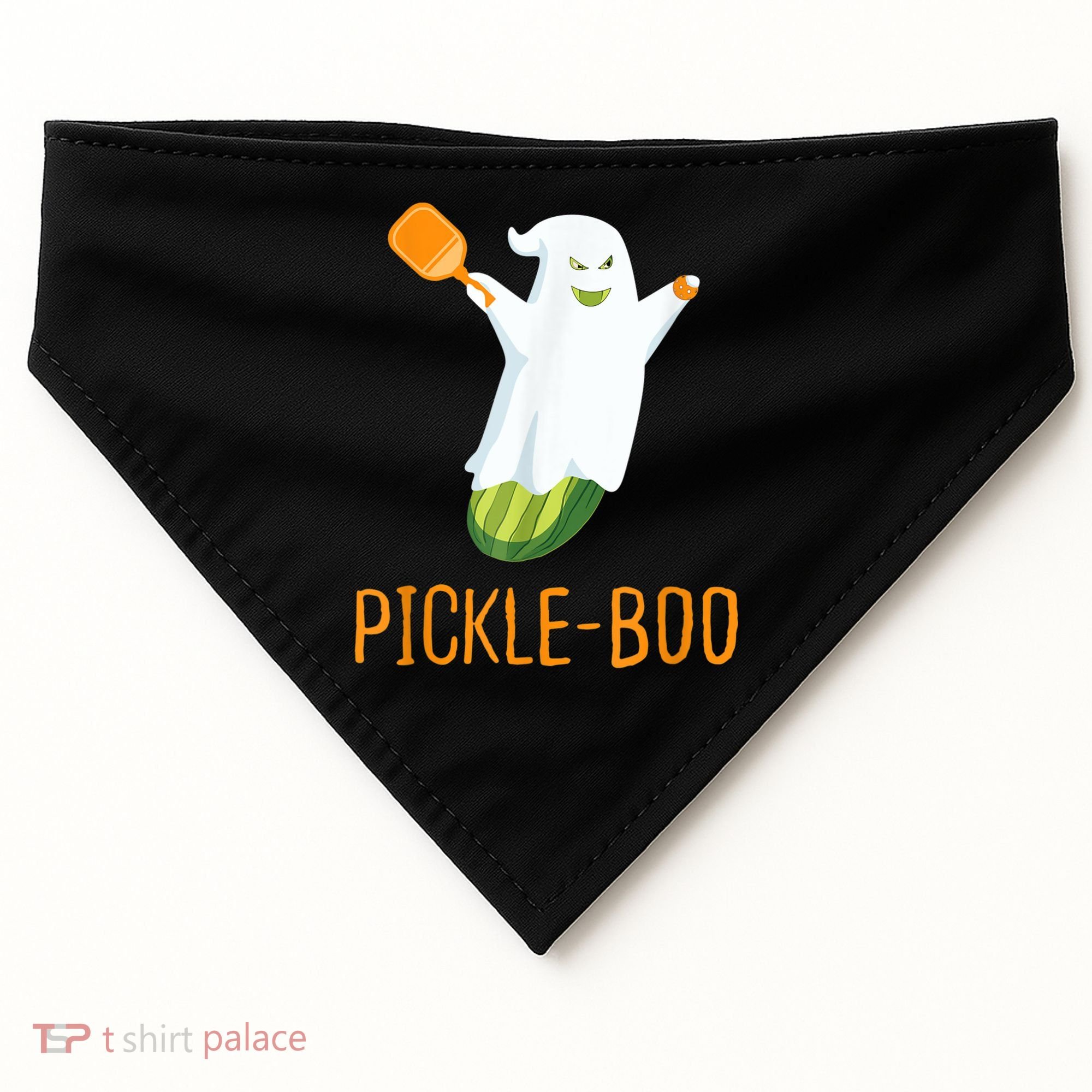 Funny Pickle Ghost Loves To Play Pickleball At Halloween USA-Made Doggie Bandana
