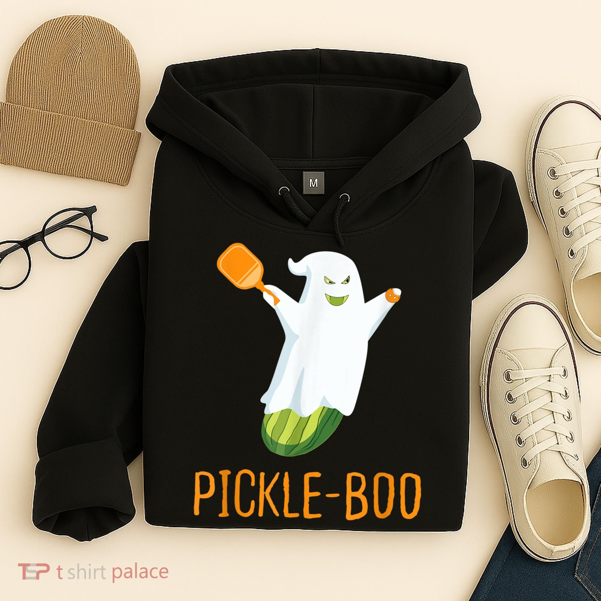 Funny Pickle Ghost Loves To Play Pickleball At Halloween Hoodie