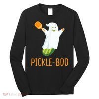 Funny Pickle Ghost Loves To Play Pickleball At Halloween Long Sleeve Shirt thumb 0