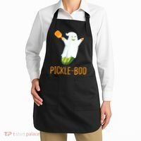 Funny Pickle Ghost Loves To Play Pickleball At Halloween Apron thumb 2