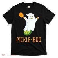 Funny Pickle Ghost Loves To Play Pickleball At Halloween T-Shirt thumb 0