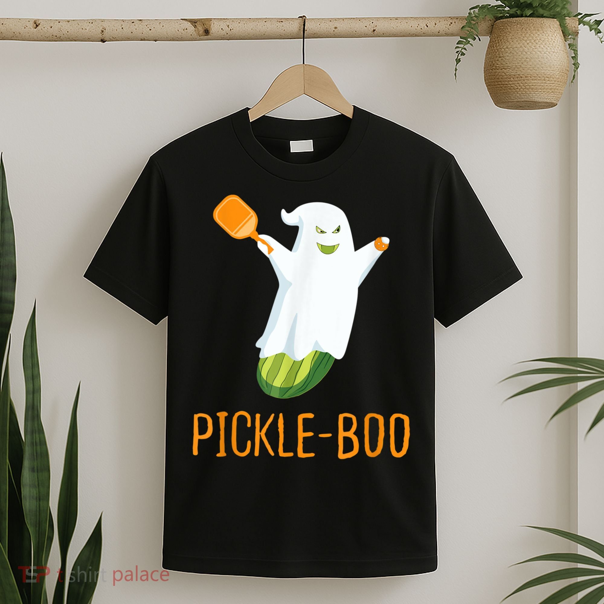 Funny Pickle Ghost Loves To Play Pickleball At Halloween T-Shirt