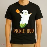 Funny Pickle Ghost Loves To Play Pickleball At Halloween T-Shirt thumb 3