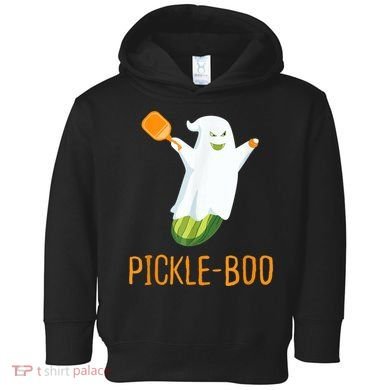 Funny Pickle Ghost Loves To Play Pickleball At Halloween Toddler Hoodie