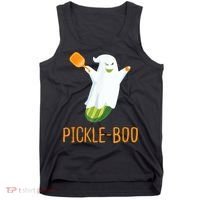 Funny Pickle Ghost Loves To Play Pickleball At Halloween Tank Top thumb 0