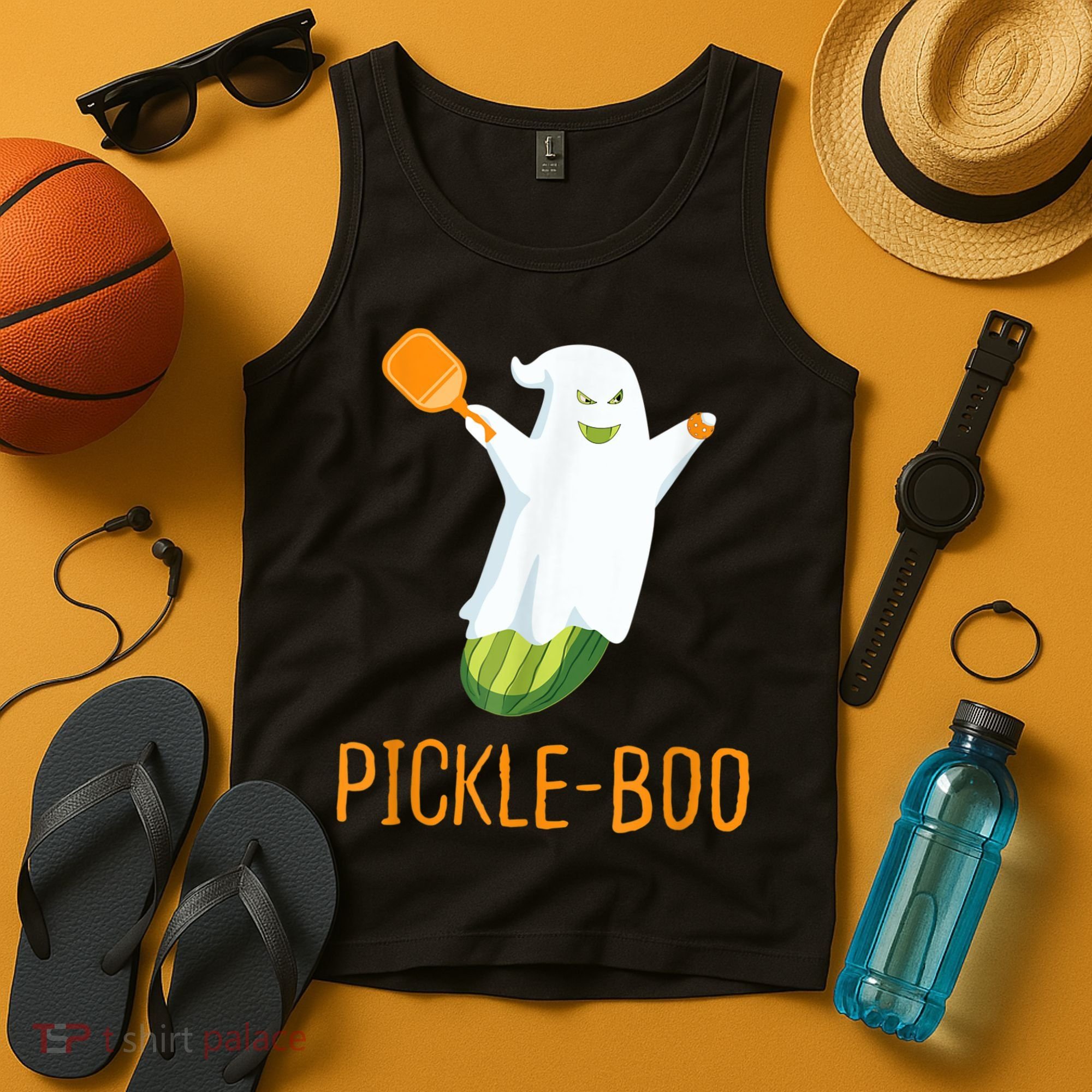 Funny Pickle Ghost Loves To Play Pickleball At Halloween Tank Top