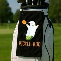 Funny Pickle Ghost Loves To Play Pickleball At Halloween Golf Towel thumb 2